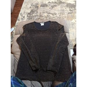 Ladies Black with Gold Sparkles Size Large Notations Blouse